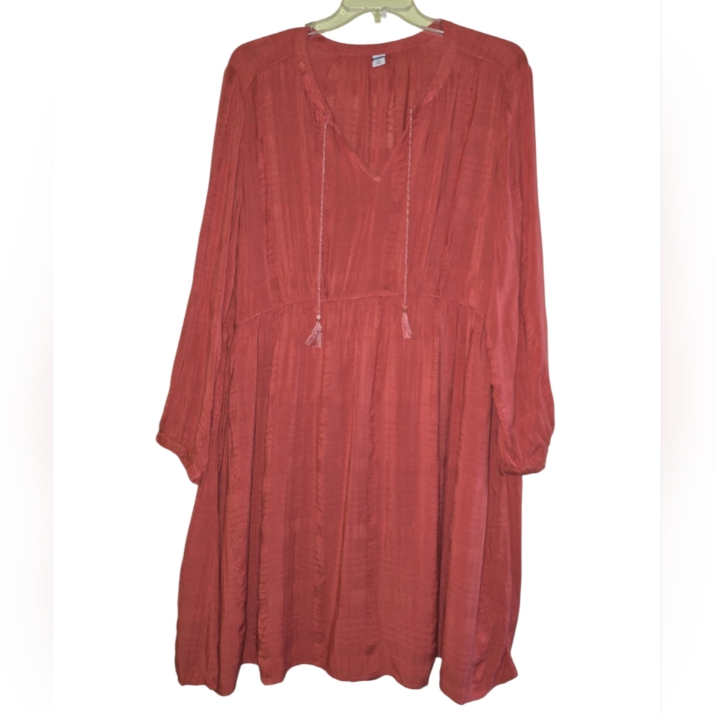 Boho Coral Long Sleeve Dress - Picture 7 of 7
